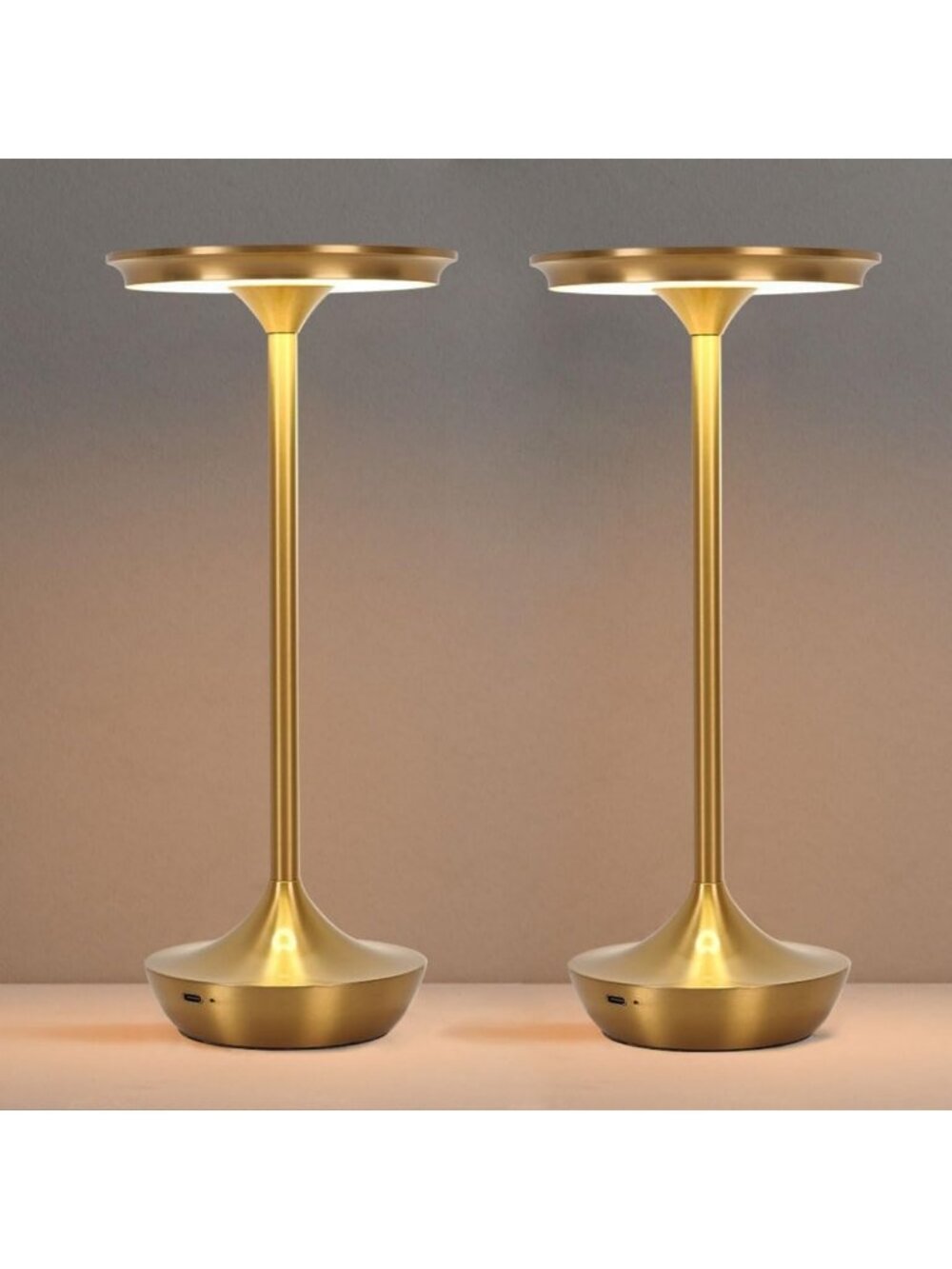 Portable Rechargeable LED Table Lamp Set of 2 - Dimmable Touch Battery Light for